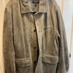 Soft Leather Field Jacket in Gray